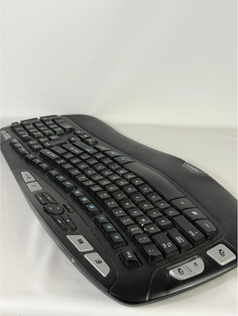 Logitech K350 Black Wave Wireless Keyboard + Dongle Ergonomic Tested WORKS